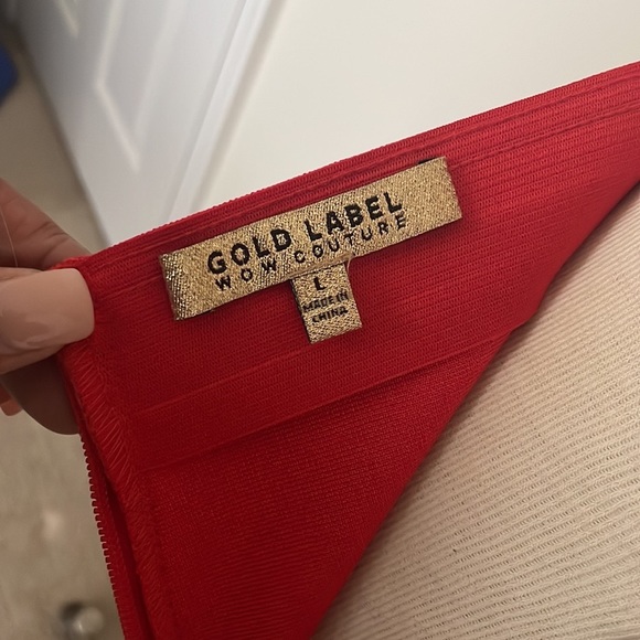 Red Bandage Mini Skirt w/ Fringe Braided Detail - Picture 5 of 5